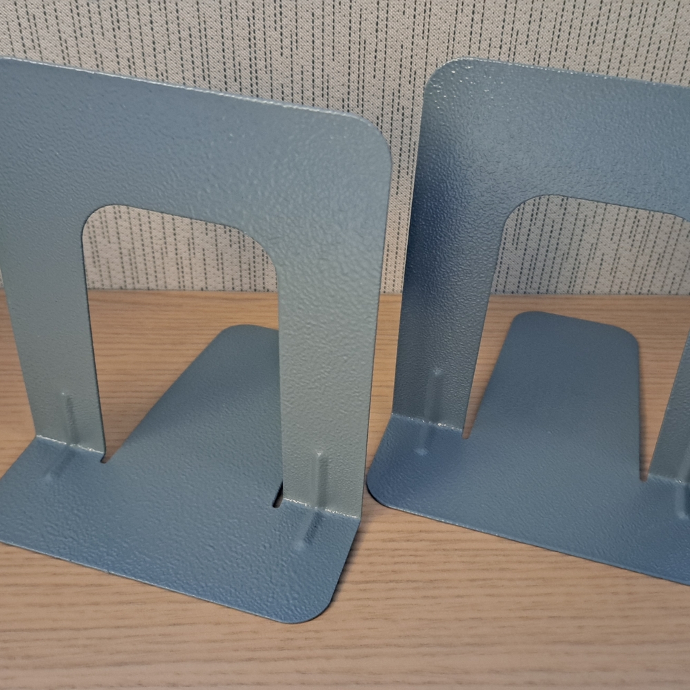 Grey Textured Metal Bookend Pair